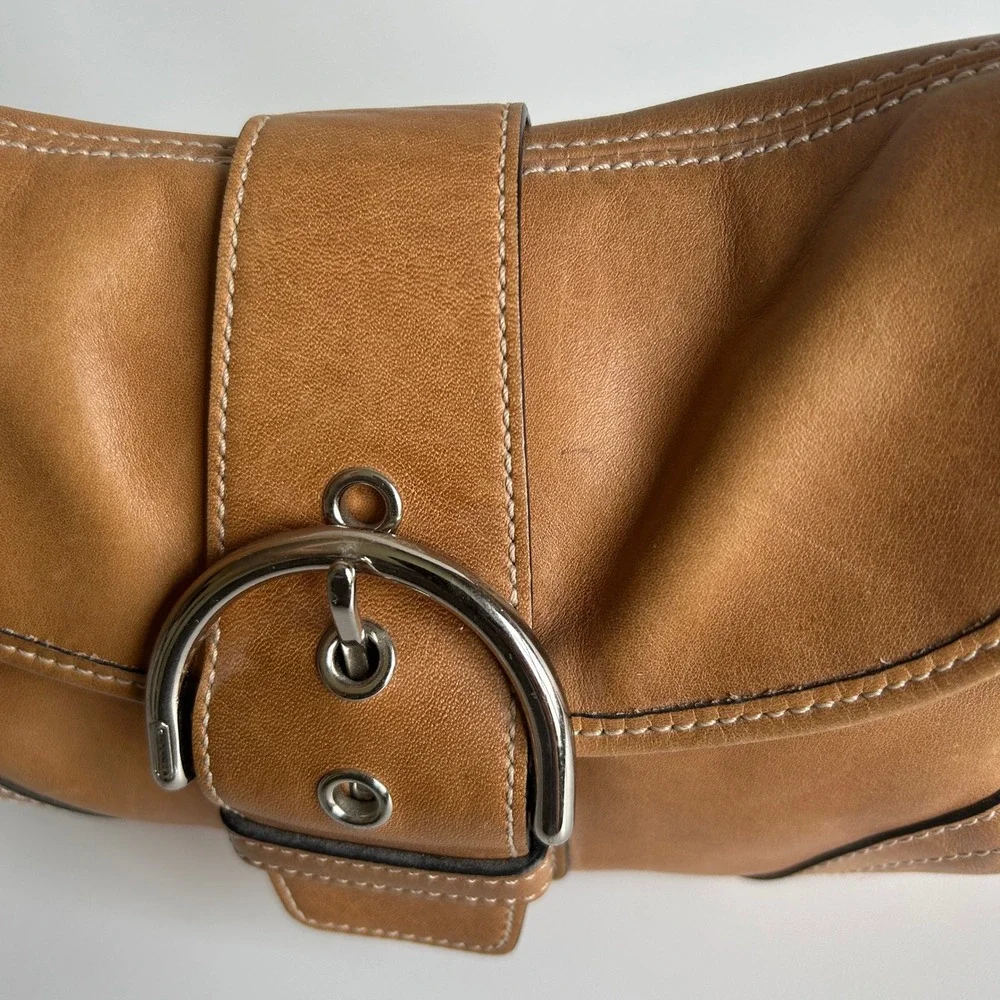 Coach Soho Tan Brown Leather Flap Shoulder Bag 9248 Good - Picture 5 of 12